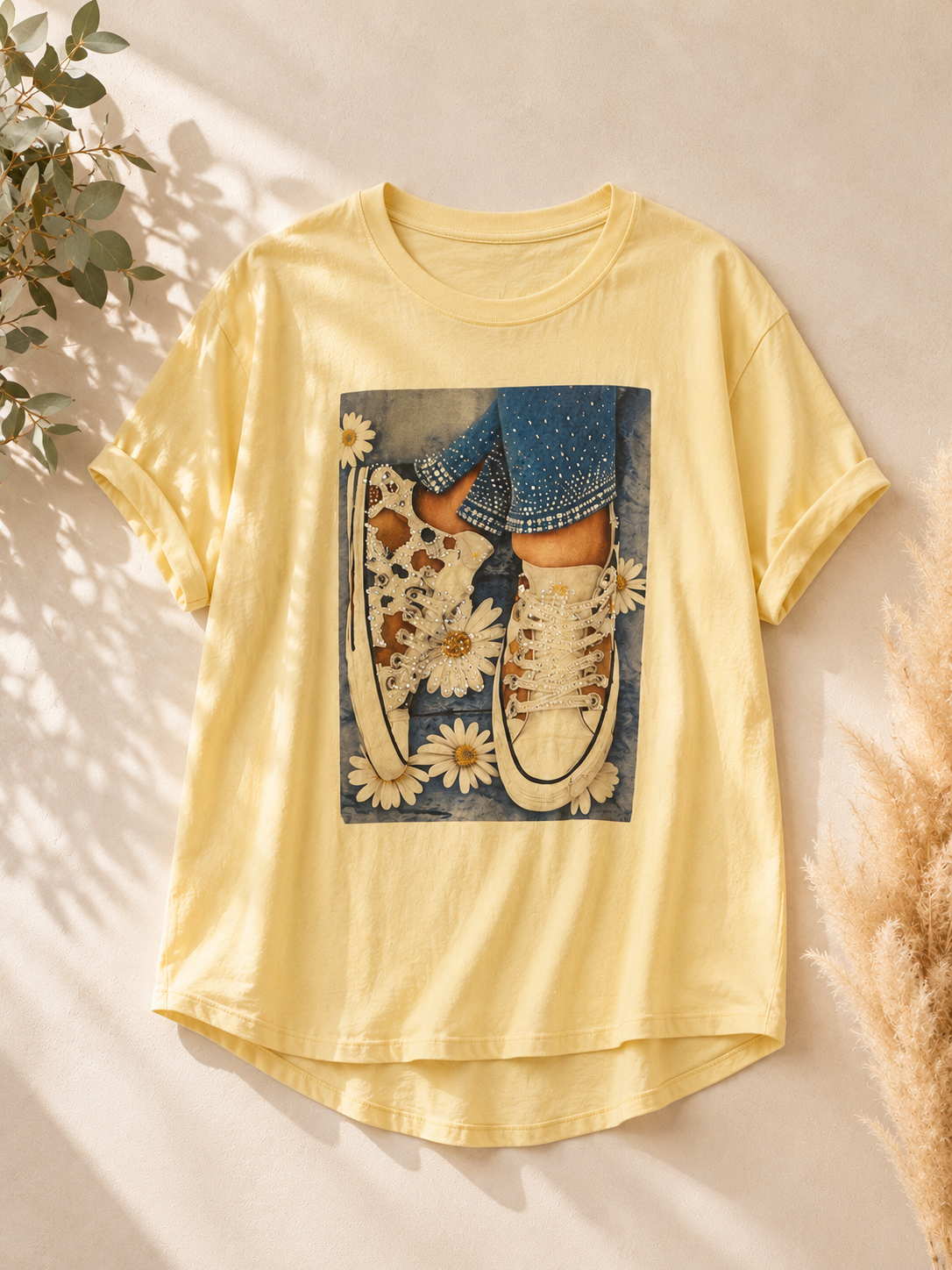Shirt " Glitzer & Sneaker Vibes " gelb