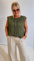 Crinkle Blusentop Khaki