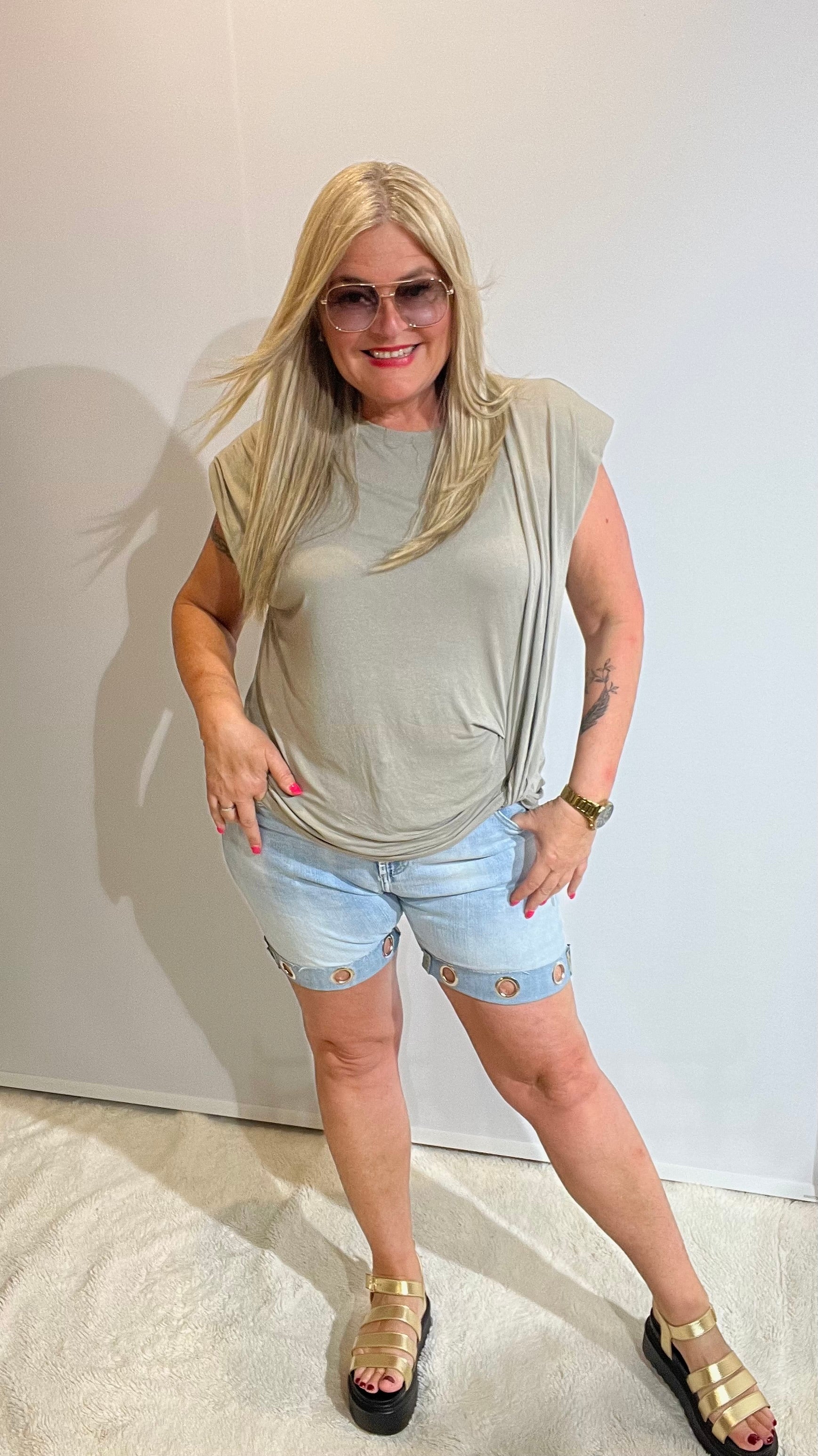Shirt mit " Raffdetail " Nude