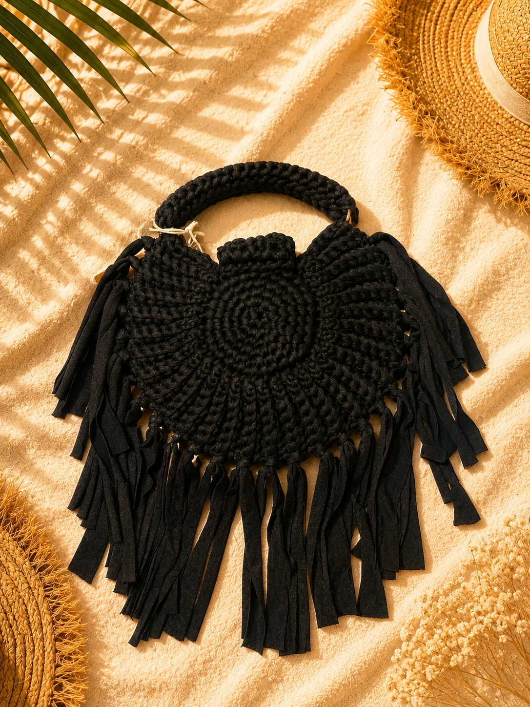 Tasche Boho mit Fransen " Schwarz "