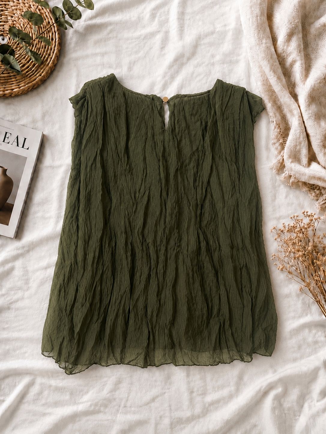 Crinkle Blusentop Khaki
