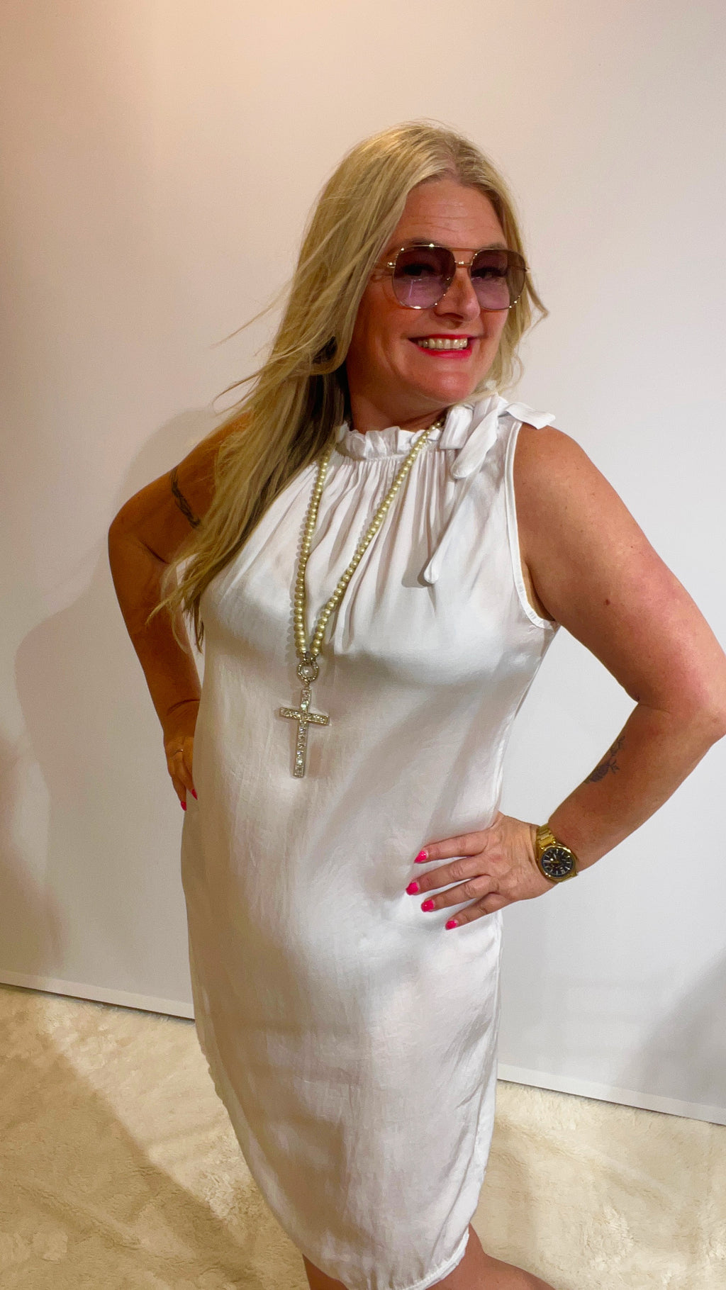 Satin - Kleid weiß