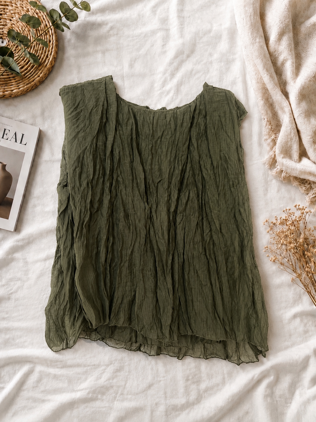 Crinkle Blusentop Khaki