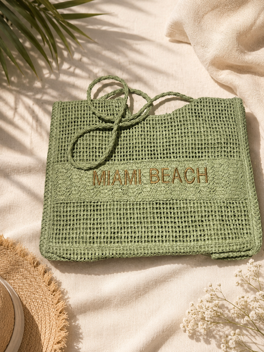 Tasche Boho " Miami Beach " Salbei-grün