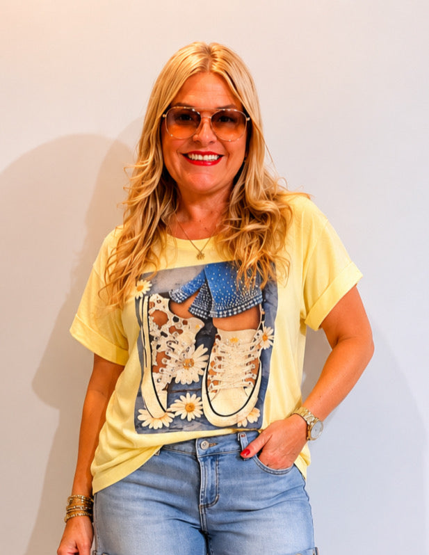 Shirt " Glitzer & Sneaker Vibes " gelb