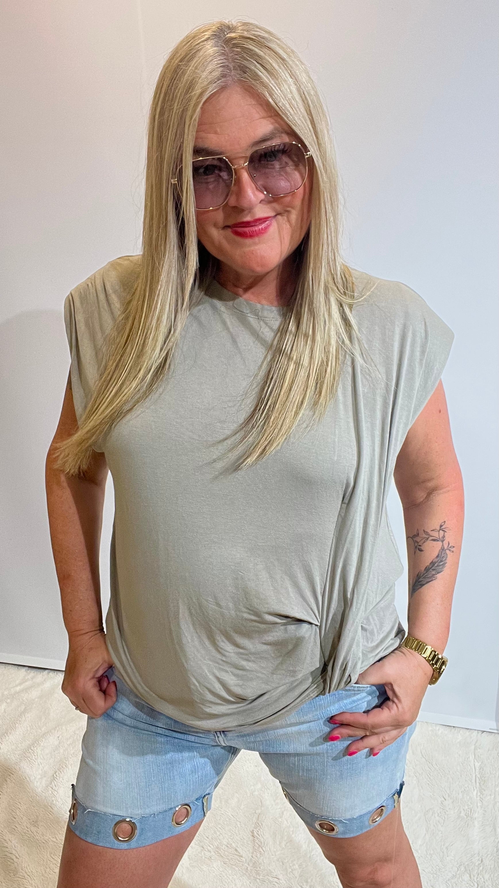 Shirt mit " Raffdetail " Nude