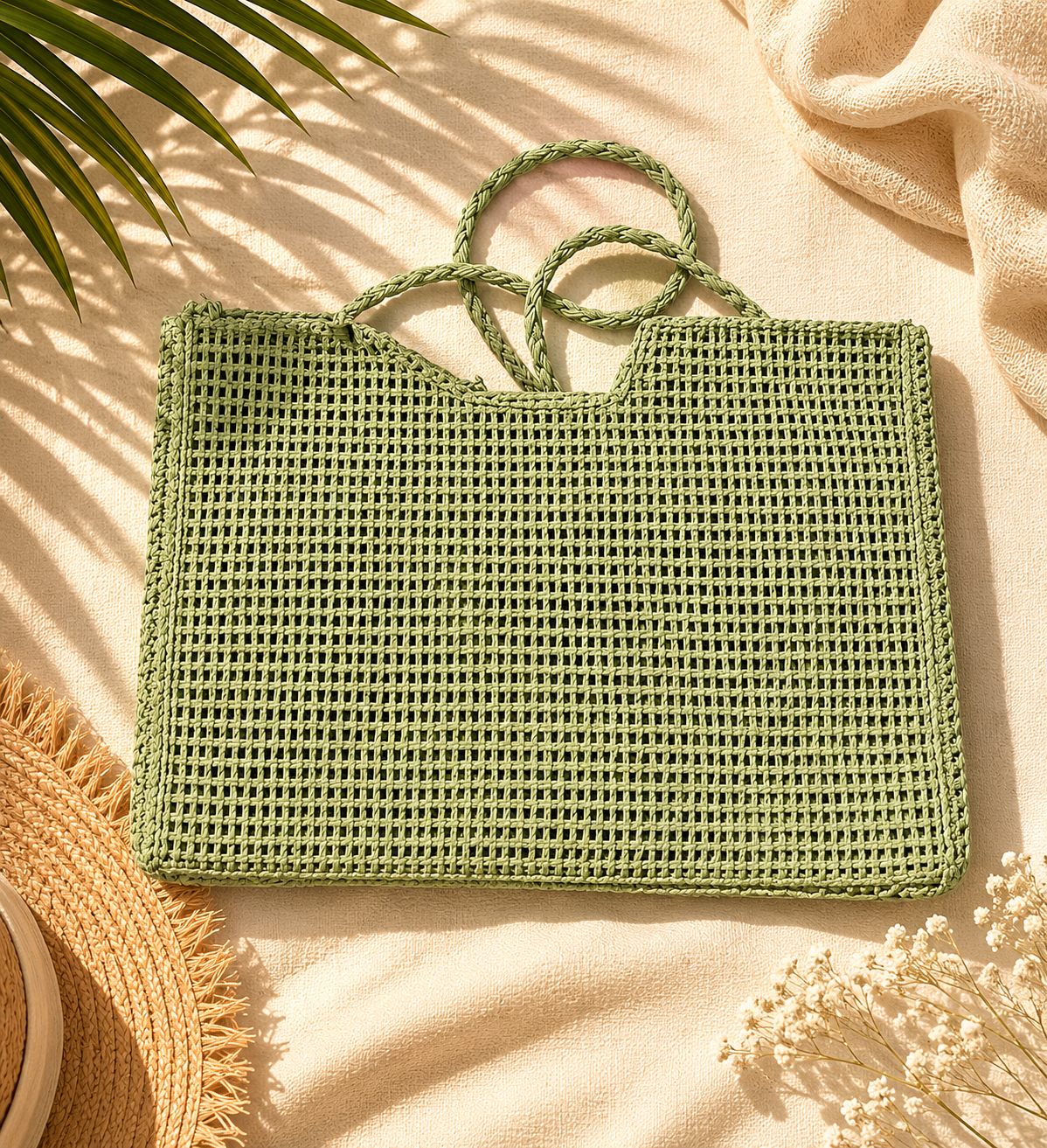 Tasche Boho " Miami Beach " Salbei-grün