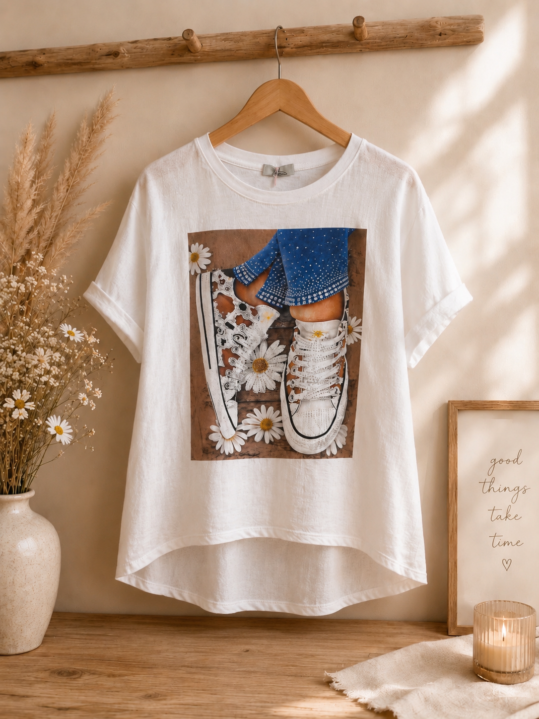 Shirt " Glitzer & Sneaker Vibes " weiß