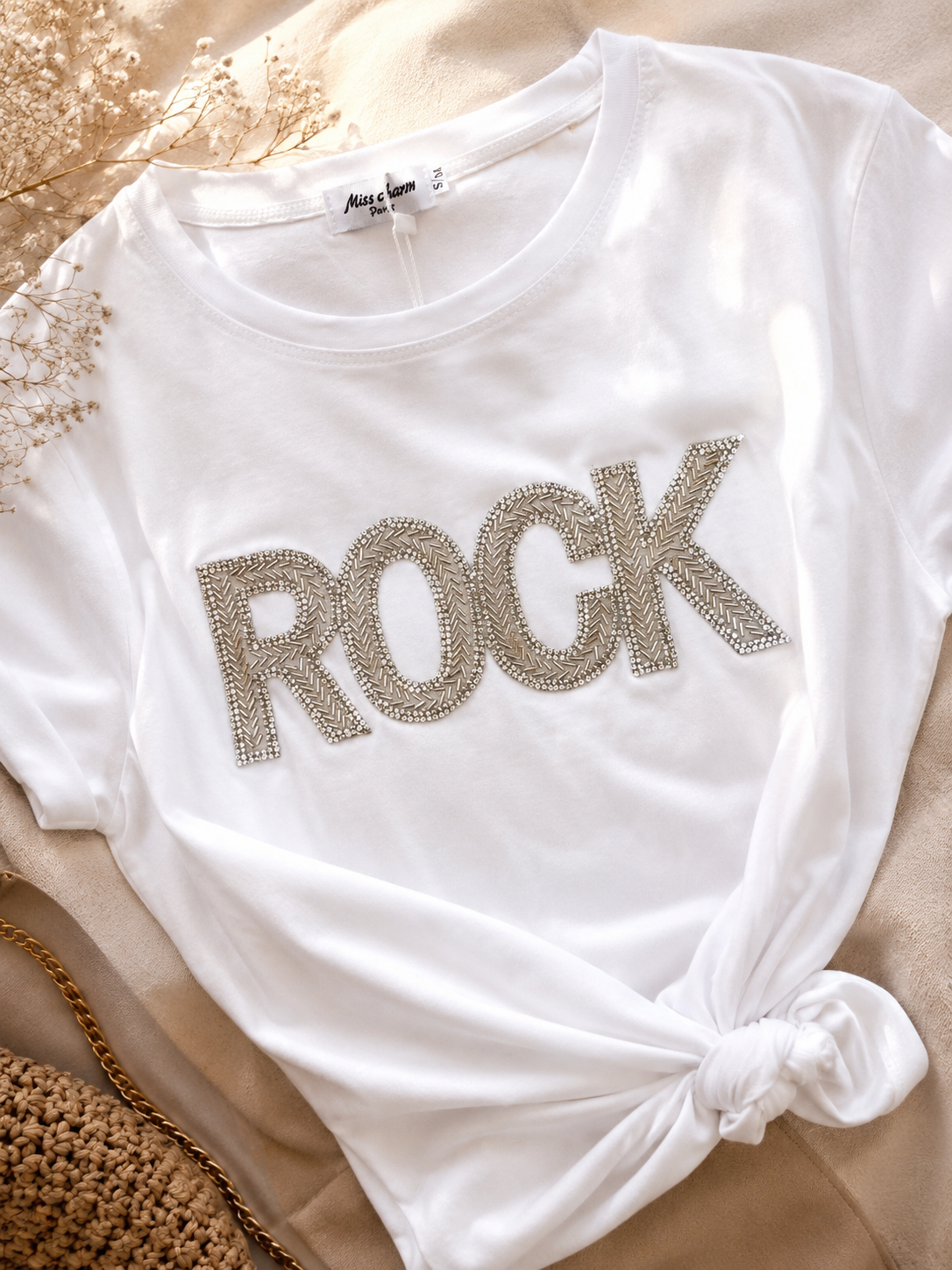 Shirt mit Strass-Schriftzug