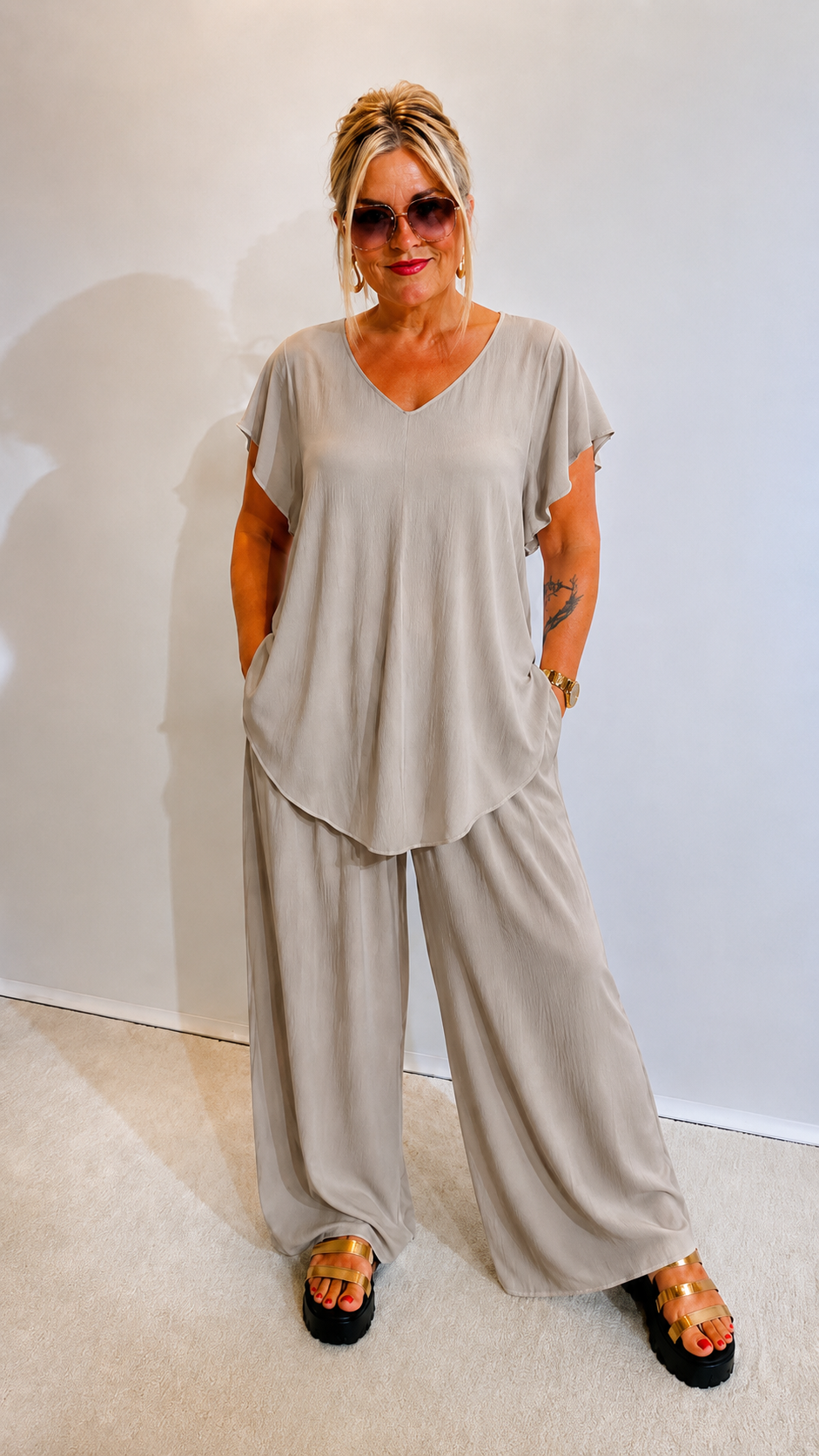 Luftiger Zweiteiler Beige